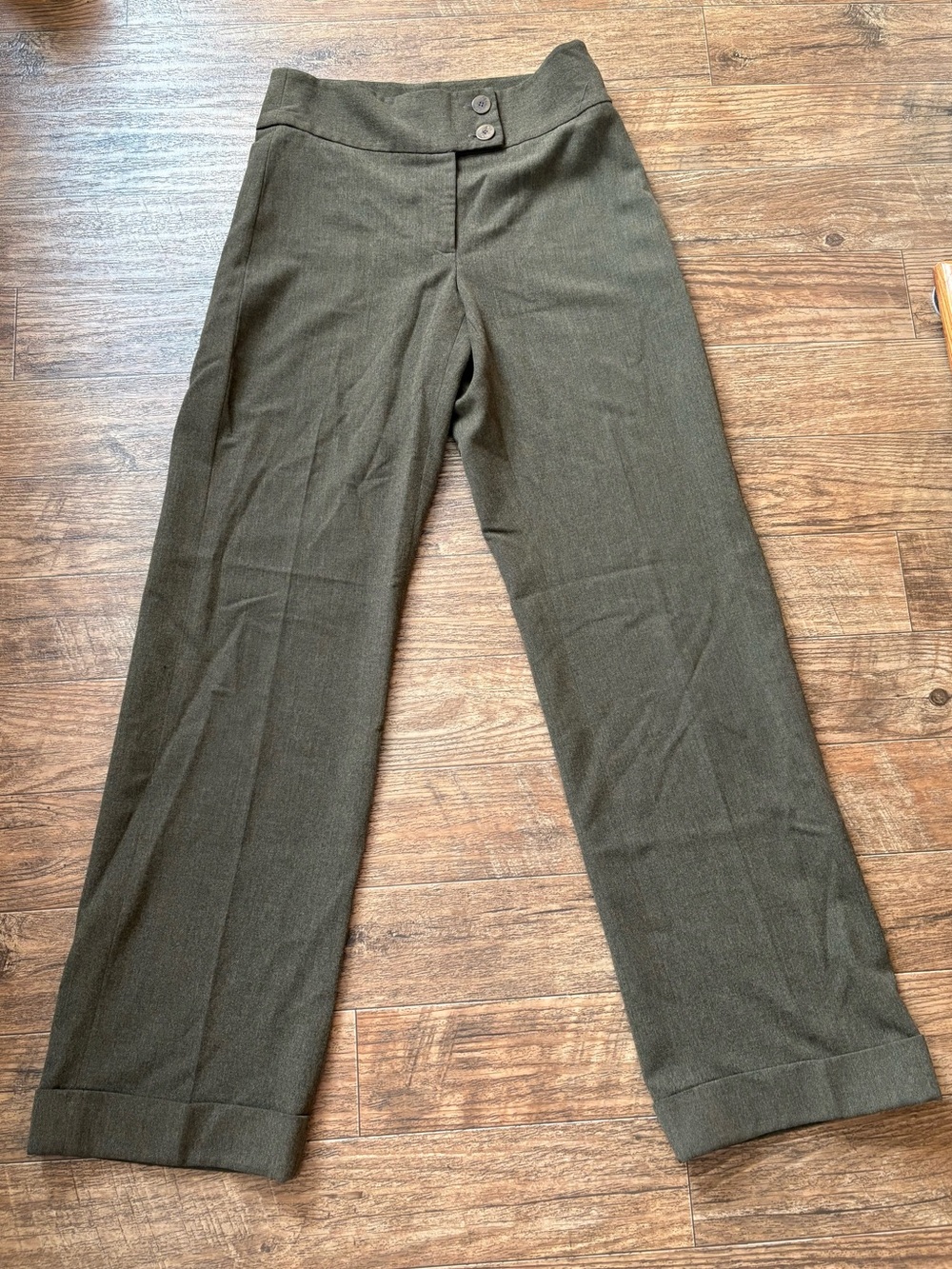 Women’s Olive Green Wide-Leg Dress Trousers
